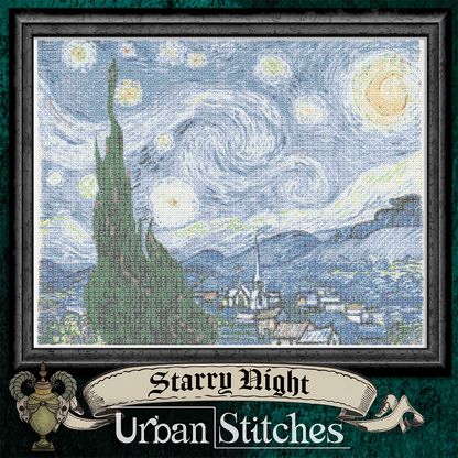 Starry Night (full coverage & colour) Blackwork Stitchalong